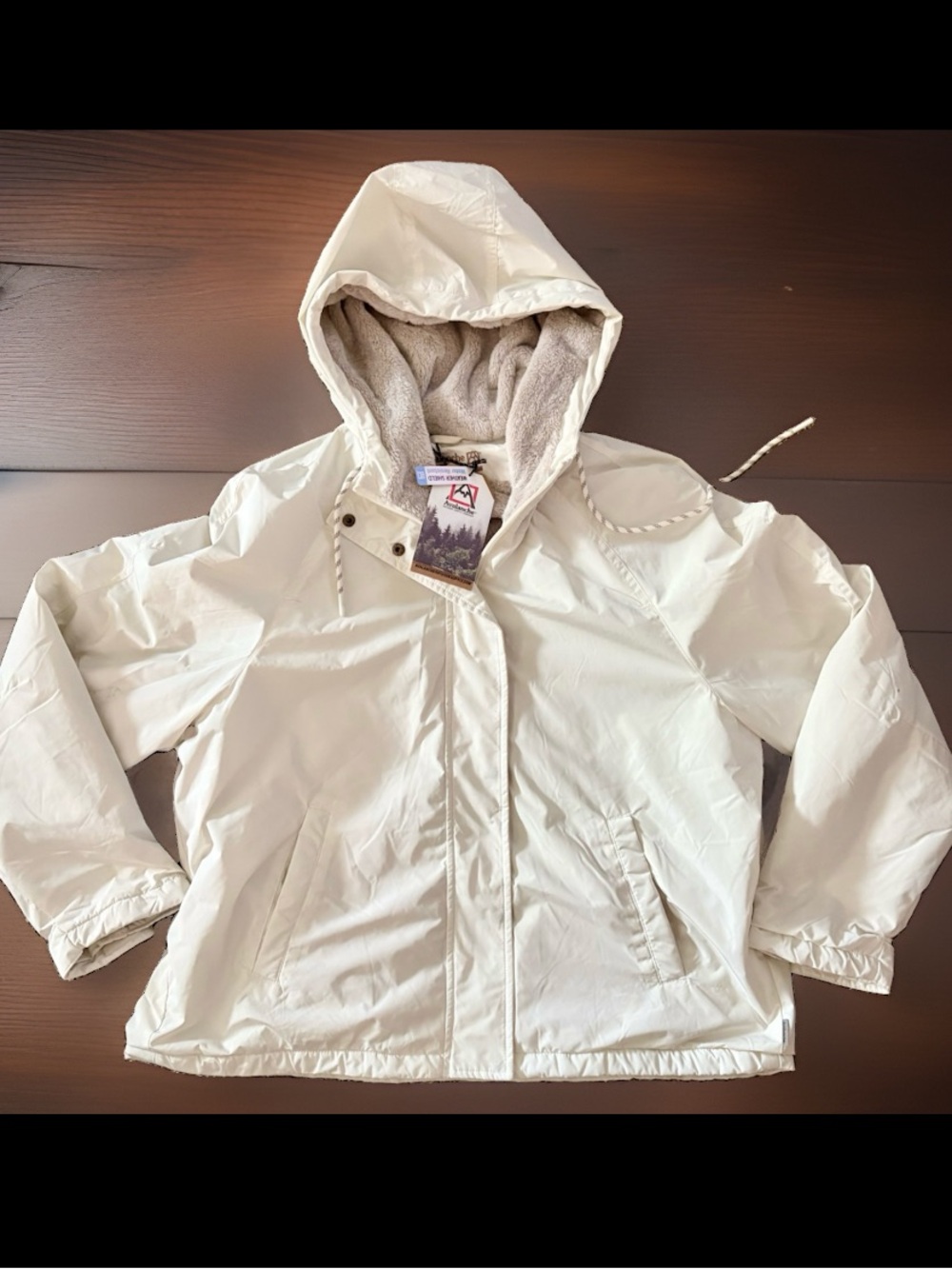 Avalanche Outdoor Co Womens Off White Fleece Lined Hooded Winter Jacket XL NWT